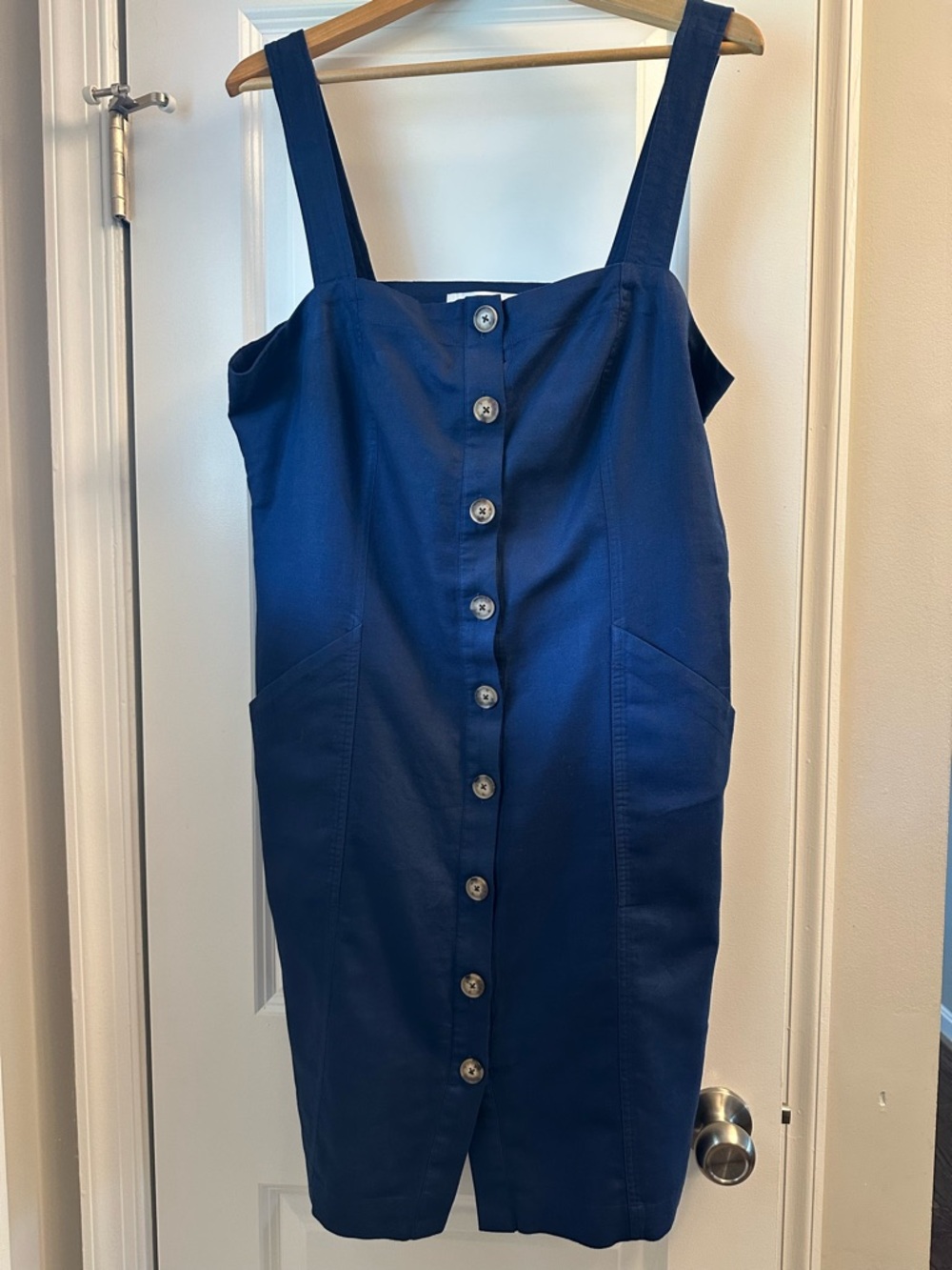 LOFT navy linen blend dress